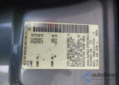 2016 Nissan Altima 2.5 Sv from USA, damaged, VIN 1N4AL3AP0GC294961